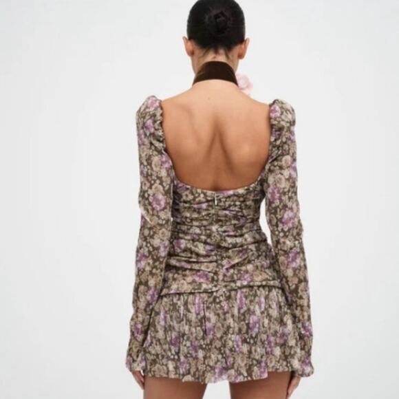 For Love & Lemons Camden Mini Dress in Purple Size Small - Picture 4 of 8